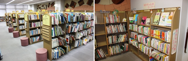 児童書は4万冊以上を所蔵。あかちゃん本コーナー（右）も設置