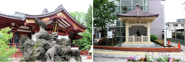（左）素盞雄神社。（右）橋本左内の墓旧套堂